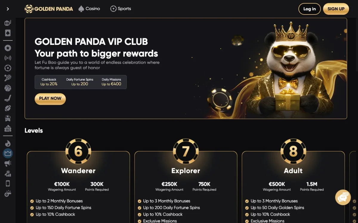 VIP Fu Bao Club Golden Panda : 12 niveaux Newborn Guardian