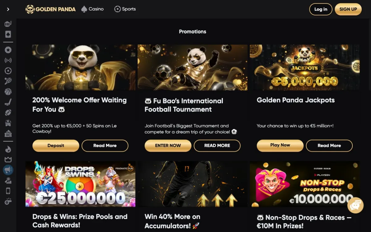 Page promotions Golden Panda : 11 offres actives juin 2026