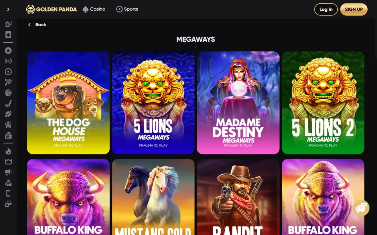 Catégorie Megaways Golden Panda : 14 titres Pragmatic Play